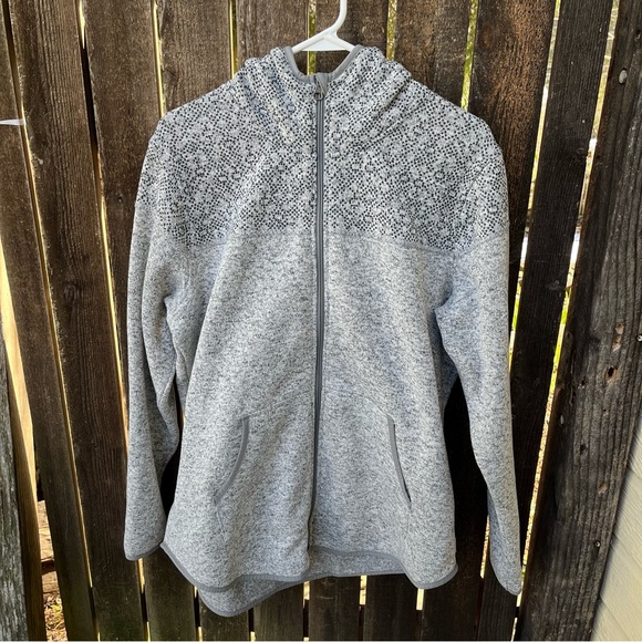 Eddie Bauer Women’s Heathered Gray Hooded Zip Up Knit Fleece Jacket Sz 2XL - Picture 6 of 15